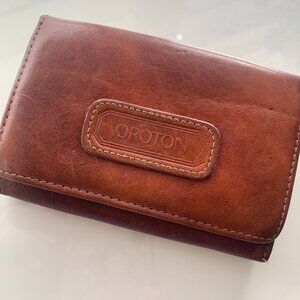 Vintage Oroton Leather Wallet – Rich Patina, Paisley Lining, 4.5” x 2.5”
